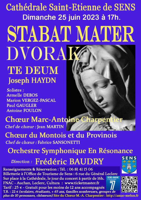 SENS - STABAT MATER d’Anton DVORAK pour quatre solistes, chœur et orchestre
