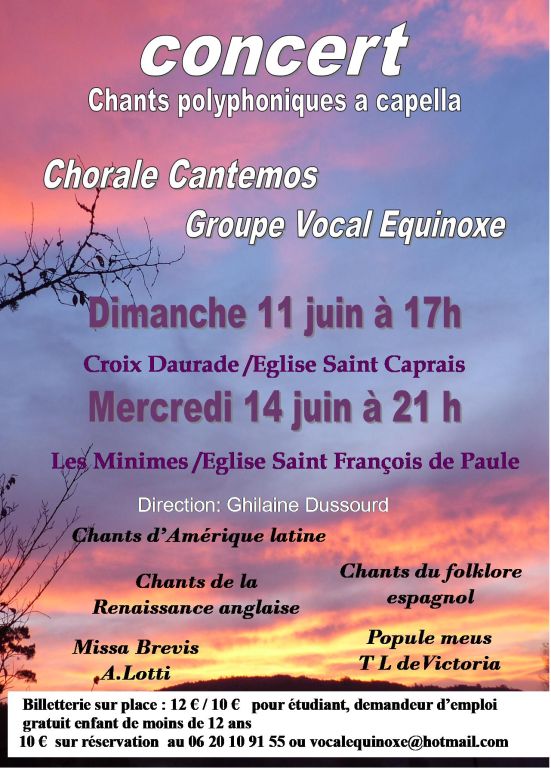 Le Groupe Vocal Equinoxe et la chorale Cantemo ...