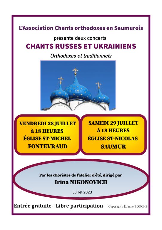 Deux concerts de Chants Orthodoxes en Saumurois