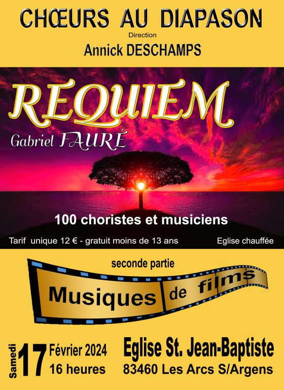 Concerts Requiem de Fauré et musique de films