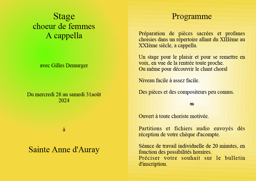 STAGE CHOEUR DE FEMMES A CAPELLA avec Gilles D ...