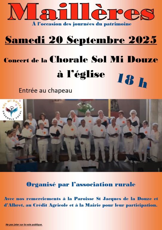 CONCERT SAMEDI 20 SEPTEMBRE (18h) MAILLERES