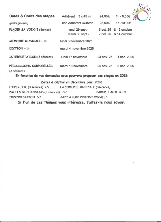 stage EPHEM'AIRS/ INTERPRETATION 3X 1H