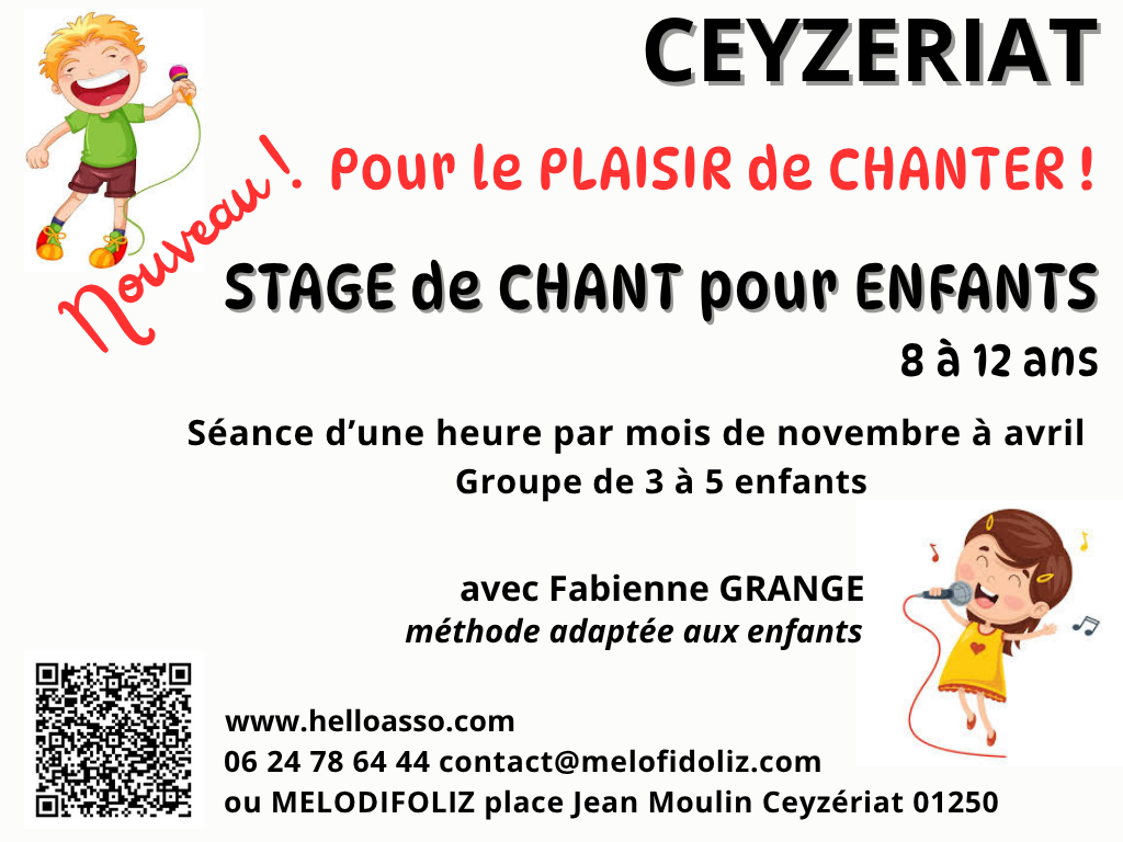 Stage de chant pour enfants de 8 à 12 ans - 1h ...