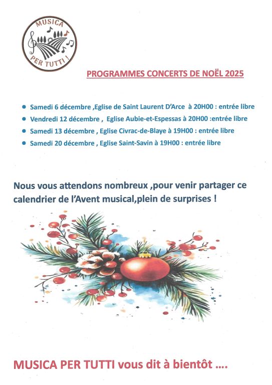 Concert de Noël à Civrac de Blaye