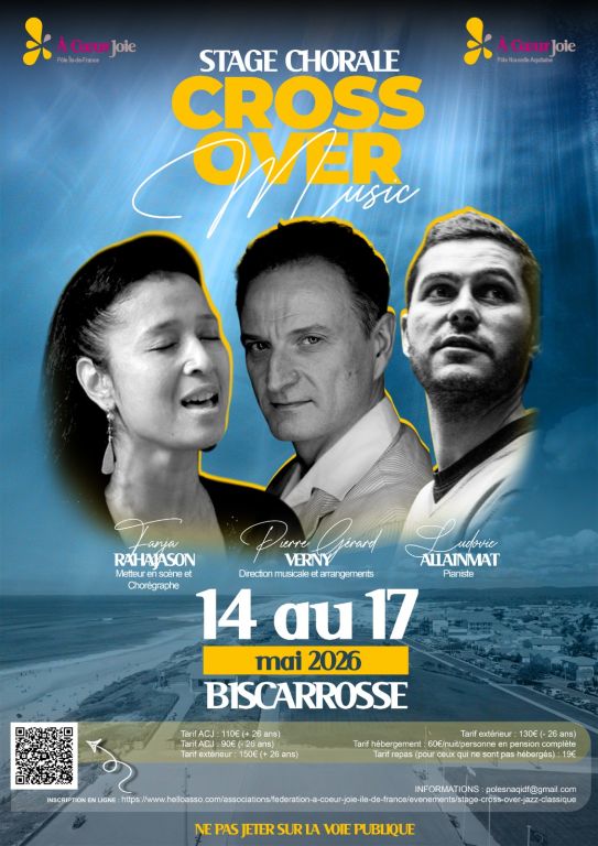 Stage choral Crossover &agrave; Biscarosse du 14 au 1 ...