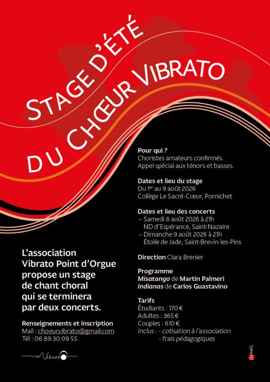 Stage &eacute;t&eacute; 2026 Vibrato Point d'Orgue