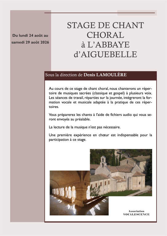 Stage de Chant Choral &agrave; l'abbaye d'Aiguebelle  ...