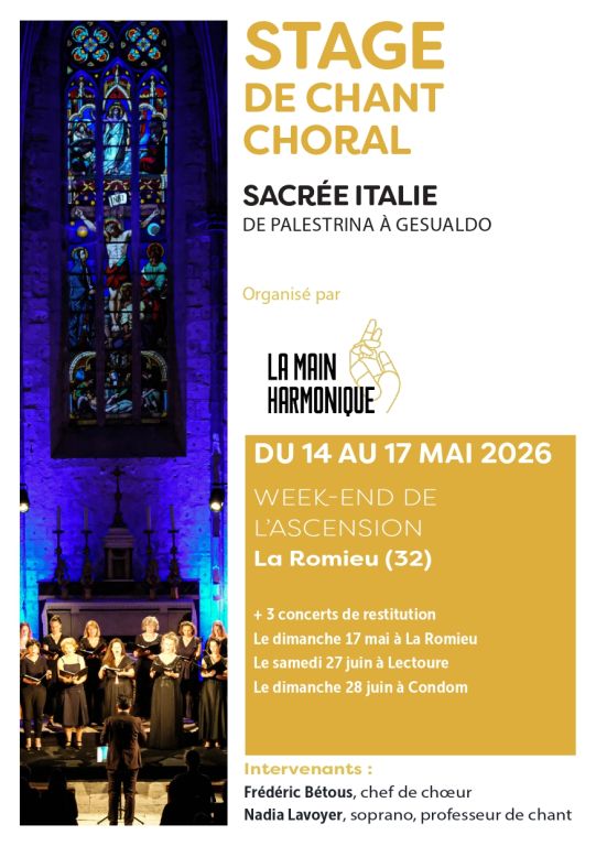 Stage choral Sacr&eacute;e Italie &ndash; De Palestrina &agrave; G ...