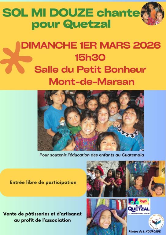 Concert solidaire Quetzal dimanche 1er mars
