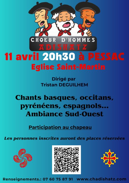 Concert choeur d'hommes ADISHATZ &agrave; PESSAC