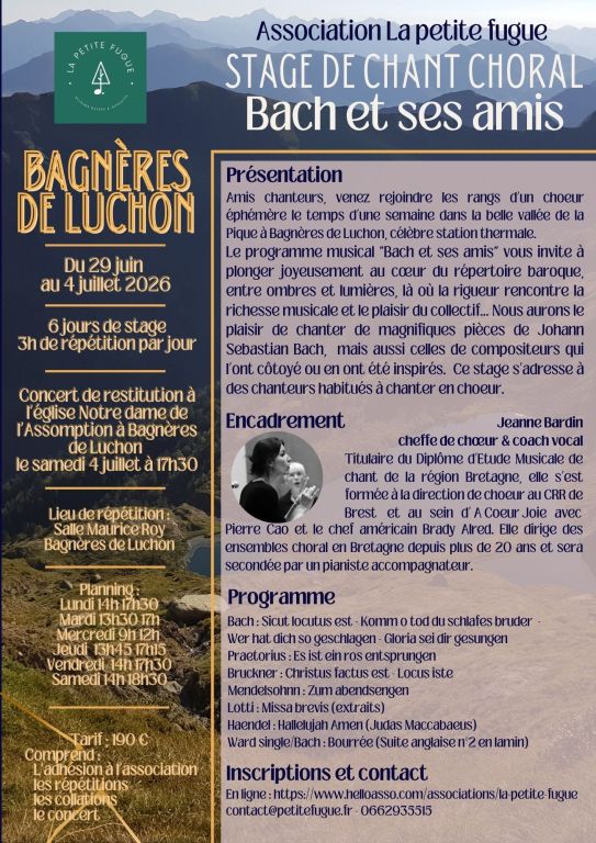 Stage de chant choral &agrave; Bagn&egrave;res de Luchon 'Ba ...