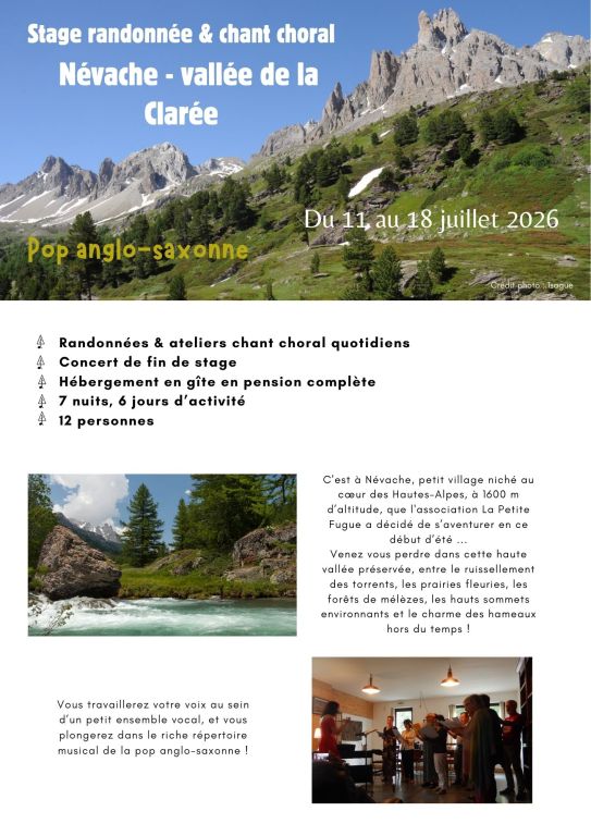 Stage de chant choral et randonn&eacute;e &agrave; N&eacute;vache,  ...