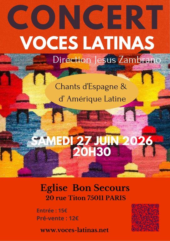 Concert Voces Latinas le 27 juin 2026 - 20h30