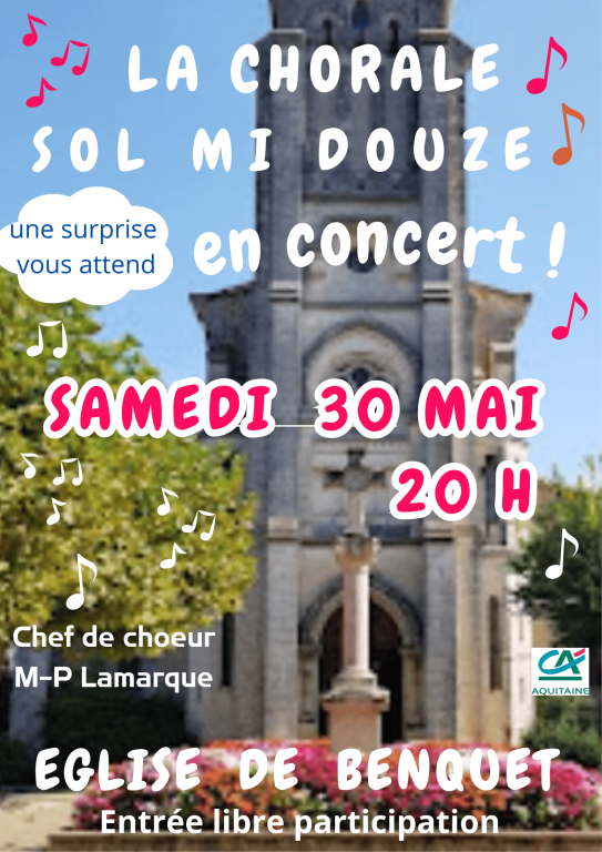 SOL MI DOUZE EN CONCERT LE SAMEDI 30 MAI &agrave; BENQUET
