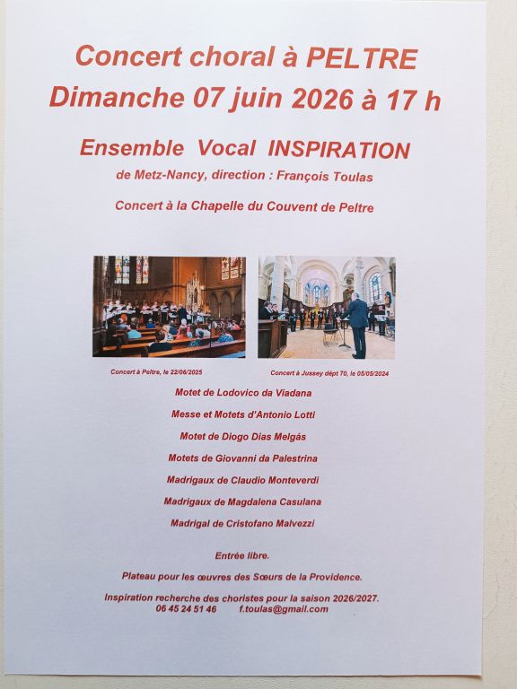 Concert Choral annuel de l'Ensemble vocal Inspiration