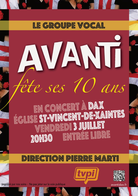 Concert choral AVANTI f&ecirc;te ses 10 ans !