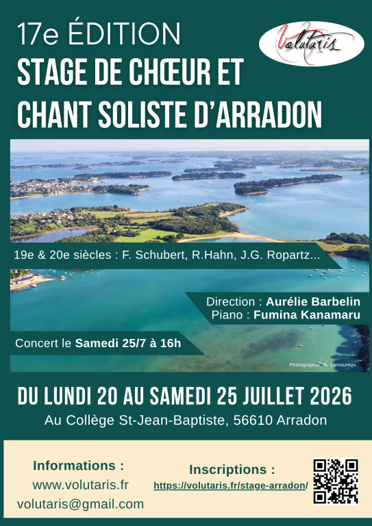 Concert de fin de stage de chant, Arradon 25/7 16h