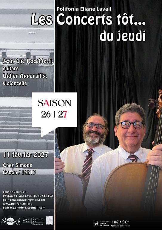 Concert t&ocirc;t&hellip; duo violoncelle & guitare