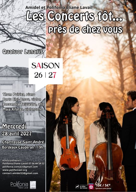 Concert t&ocirc;t&hellip; Quatuor Lunaris