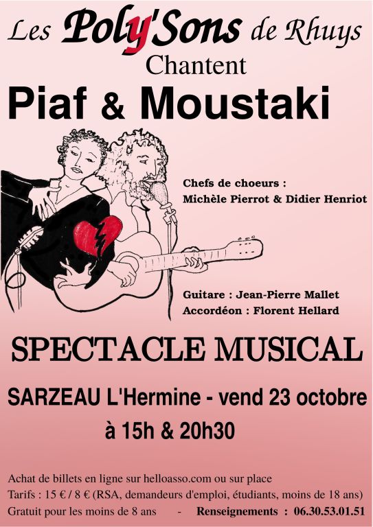 Com&eacute;die musicale PIAF MOUSTAKI &agrave; Sarzeau le 23 ...