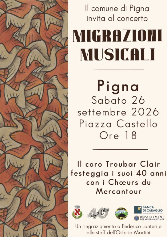 Concert "MIGRAZIONI MUSICALI" &agrave; Pigna (Ligurie ...