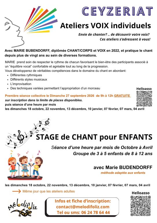 Ateliers voix individuels - 1h par mois - octo ...