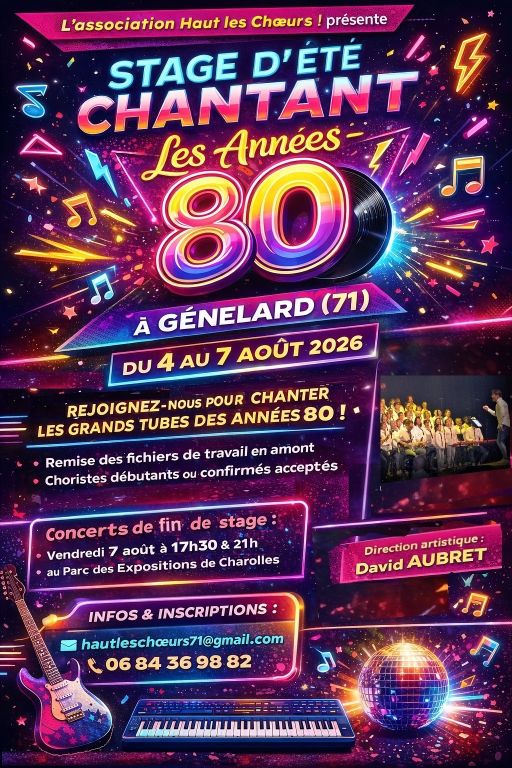 Stage été 2026 - Du 4 au 7 août 2026 - Les années 80 - La Corde Vocale